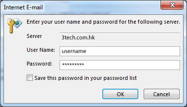 You will be prompted for your password. Enter your ID password and then click "OK". Leave the "Save this password in your password list" box unchecked.